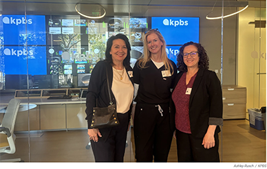 Cynthia Stuenkel (left), Kathryn Macaulay (center), and Lisa Lipschitz (right) joined KPBS Midday Edition to discuss new proposed legislation to expand treatment for menopause care